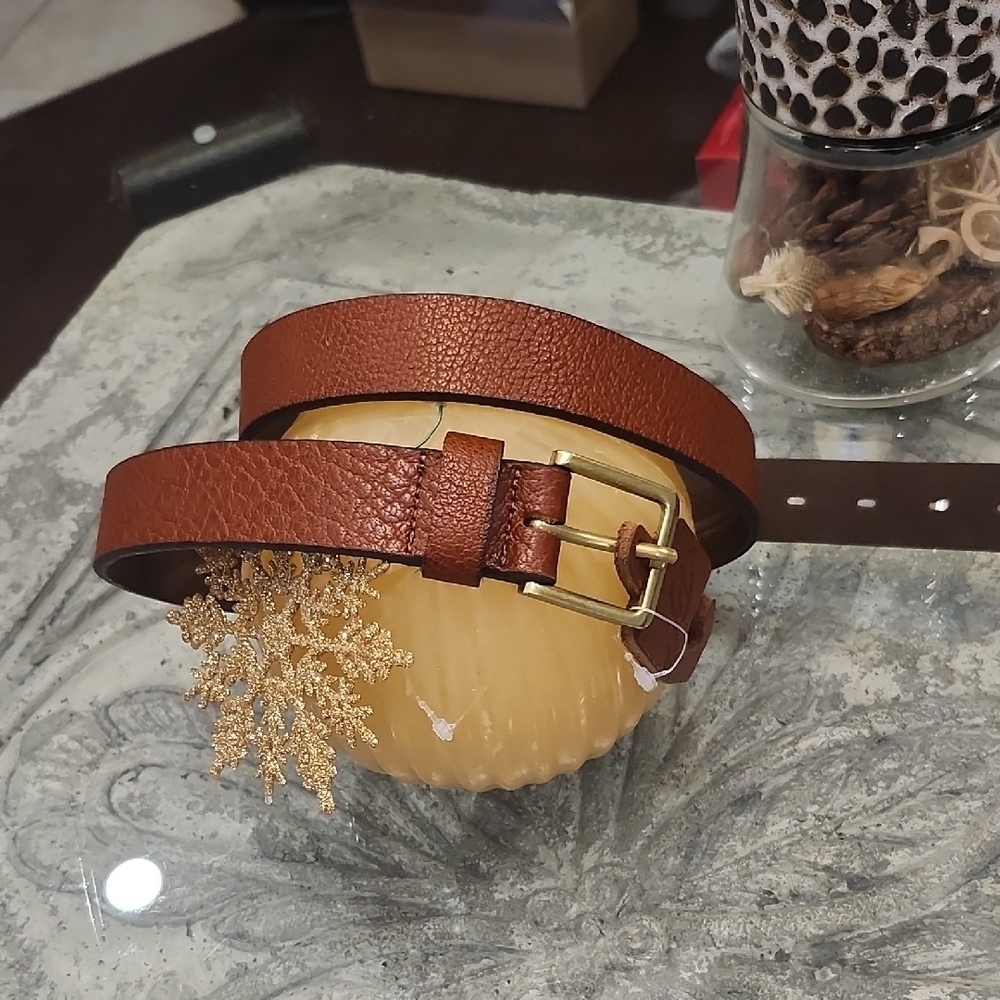 Brown men's Leather Belt with Gold Buckle 33 - 39 new Large
